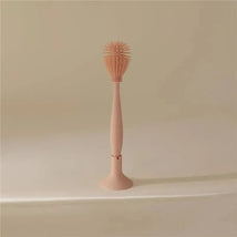 Mushie - Baby Bottle Brush, Soft Silicone with Suction Base, Blush Image 2
