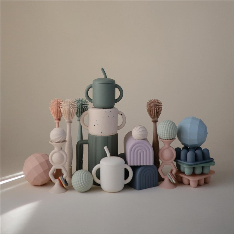 Mushie Silicone Baby Bottle Brush - Natural Image 7