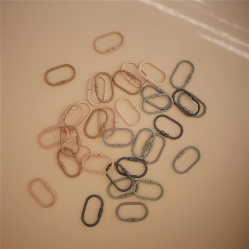Mushie - Baby Chain Link Rings Toy 12 Count, Multiuse Car Seat Stroller Connecting Toy, Natural, Stone, Tradewinds Image 9