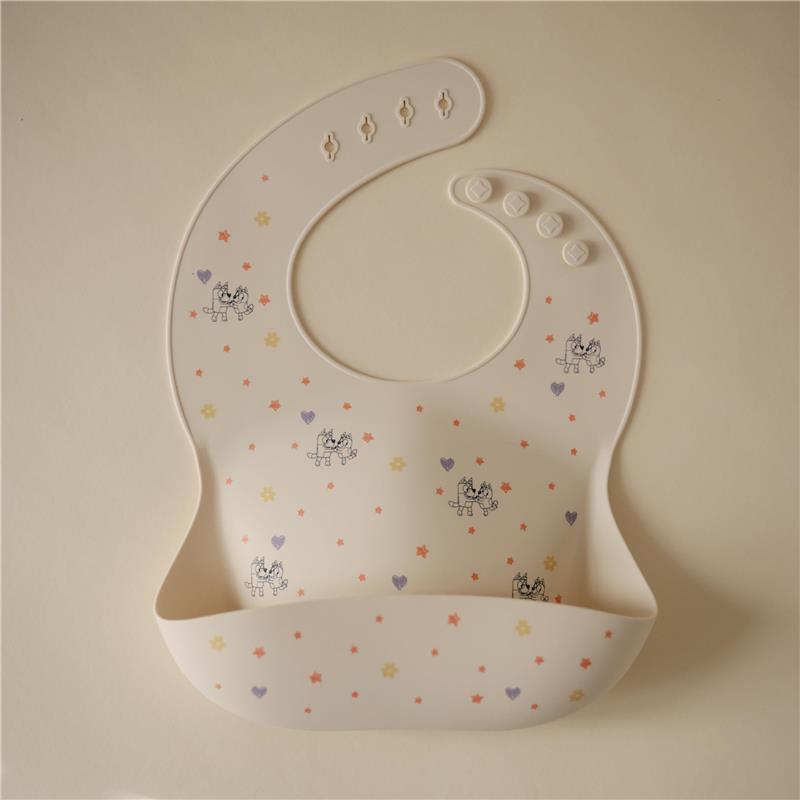 Mushie - Bluey X Mushie Silicone Baby Bib, Bluey Ivory Image 3