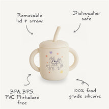 Mushie Silicone Training Cup + Straw - Bluey Ivory Image 2