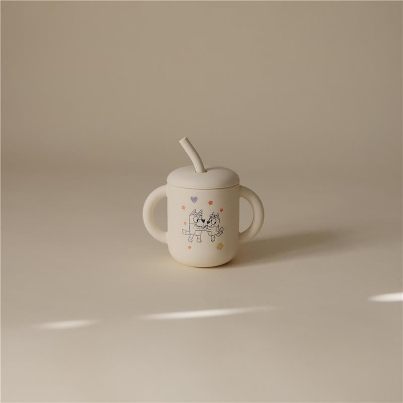 Mushie - Bluey X Mushie Silicone Training Cup + Straw, Bluey Ivory Image 3
