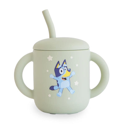 Mushie - Bluey X Mushie Silicone Training Cup + Straw, Bluey Sage Image 1