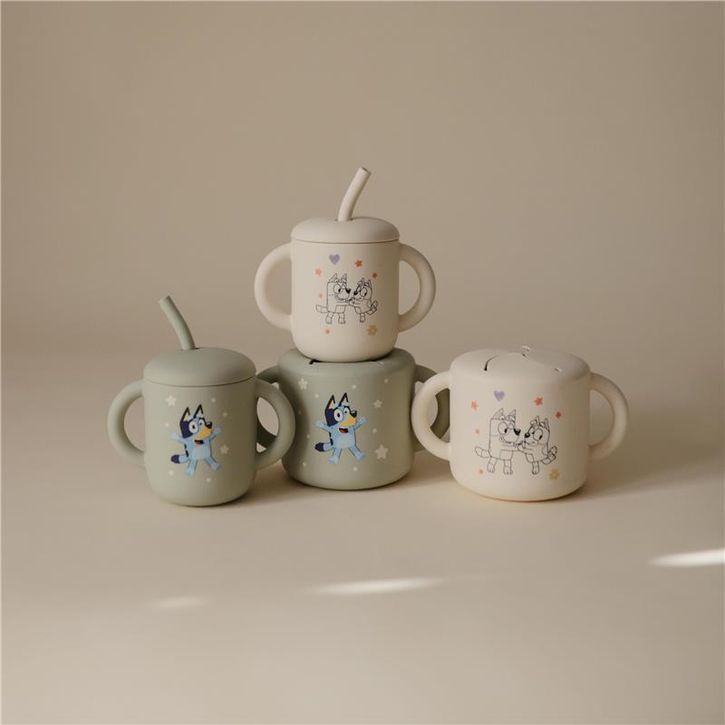 Mushie - Bluey X Mushie Silicone Training Cup + Straw, Bluey Sage Image 5