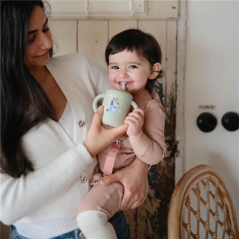 Mushie - Bluey X Mushie Silicone Training Cup + Straw, Bluey Sage Image 6