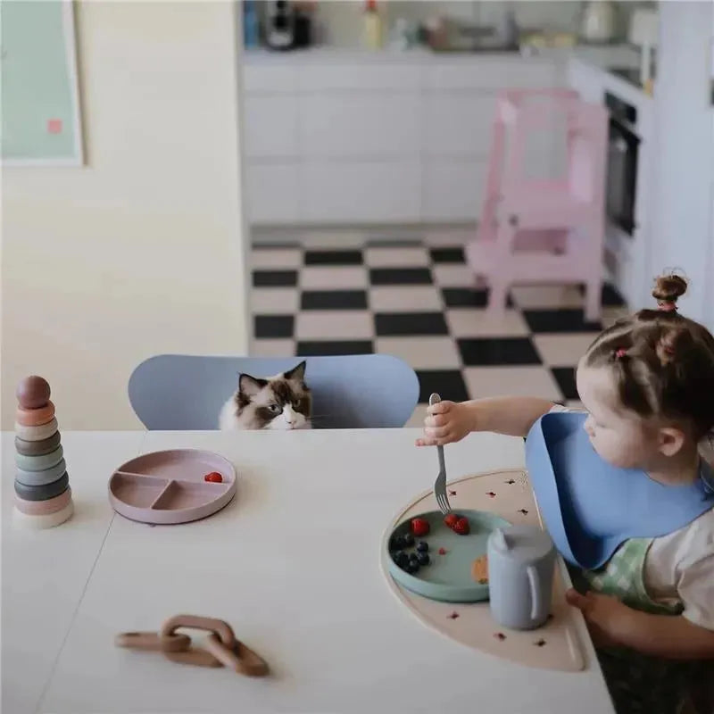 Mushie - Classic Silicone Suction Plate, BPA-Free Non-Slip Design, Cambridge Blue Image 7