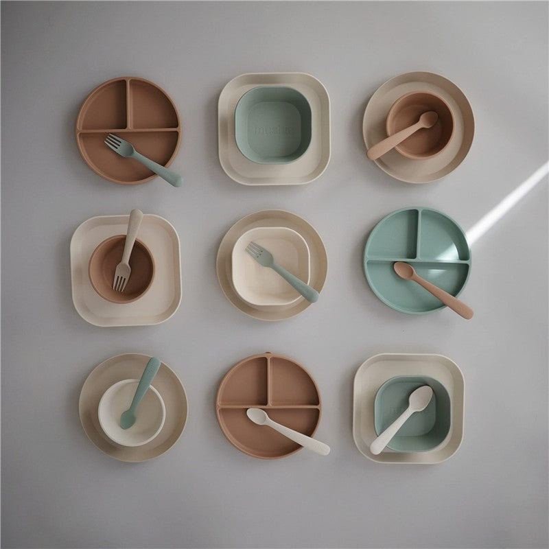 Mushie Silicone Dinnerware Fork & Spoon Set - Sage Image 6