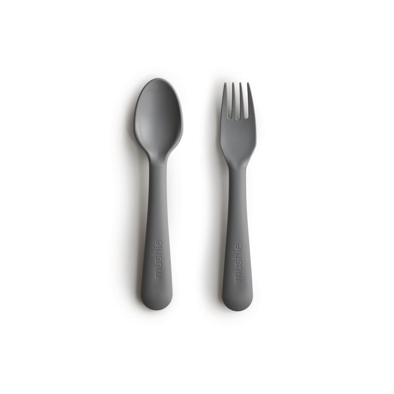 Mushie - Dinnerware Fork And Spoon Set (Smoke) Image 1