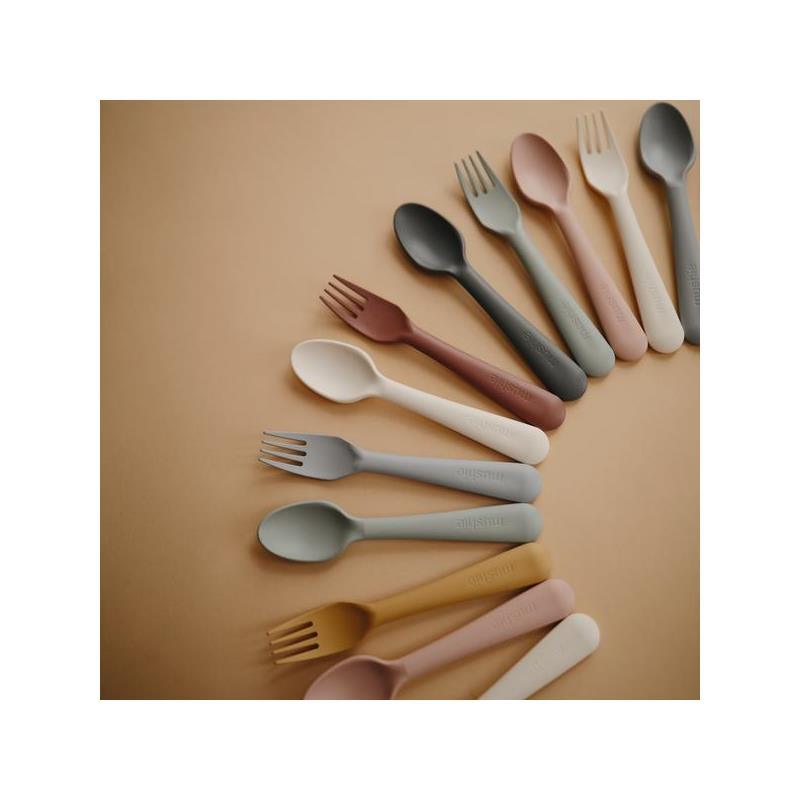Mushie - Dinnerware Fork And Spoon Set (Smoke) Image 3