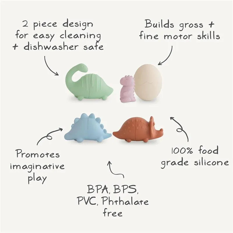 Mushie - Dino Mold Free Bath Play Set, 4 Pack Image 3