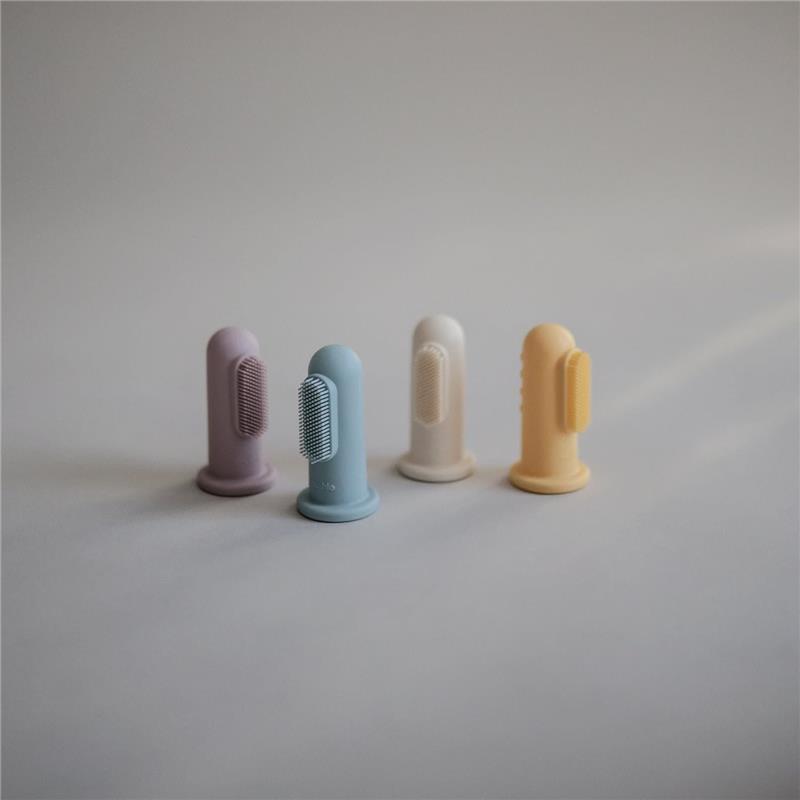 Mushie Baby Finger Toothbrush, Powder Blue/Daffodil Image 6