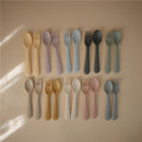 Mushie Silicone Dinnerware Fork & Spoon Set - Pale Daffodil Image 6