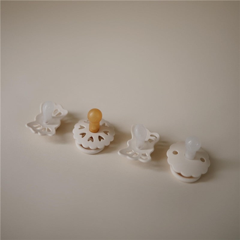 Mushie FRIGG Baby's First Pacifier Set 0-6 Months - Floral Heart Cream 4-Pack Image 4