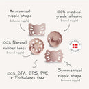 Mushie FRIGG Baby's First Pacifier Set 0-6 Months - Floral Heart Blush 4-Pack Image 8