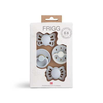 Mushie FRIGG Baby's First Pacifier Set 0-6 Months - Moonlight Sailing Powder Blue 4-Pack Image 1