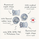 Mushie - Frigg Baby's First Pacifier Set, Moonlight Sailing 4-Pack, BPA-Free, 0 to 6 Months, Powder Blue Image 3