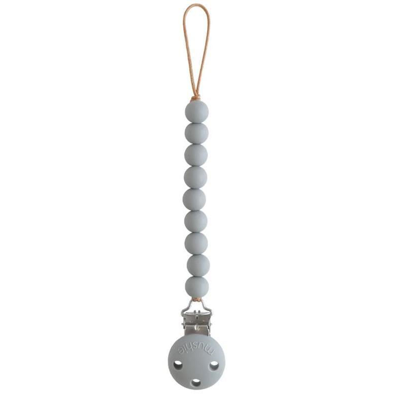 Mushie - Hera Silicone Pacifier Clip, Stone Image 1