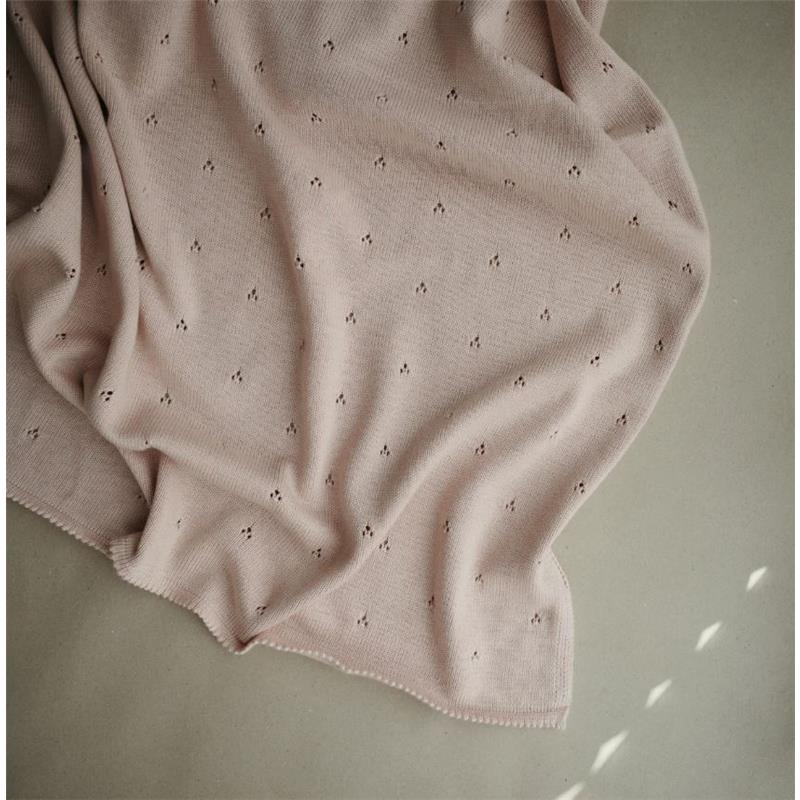 Mushie - Knitted Pointnelle Baby Blanket, Blush Image 2