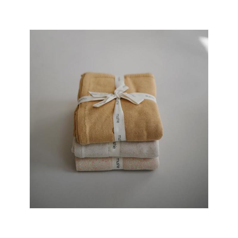 Mushie - Knitted Textured Dots Baby Blanket - Mustard Melange Image 11