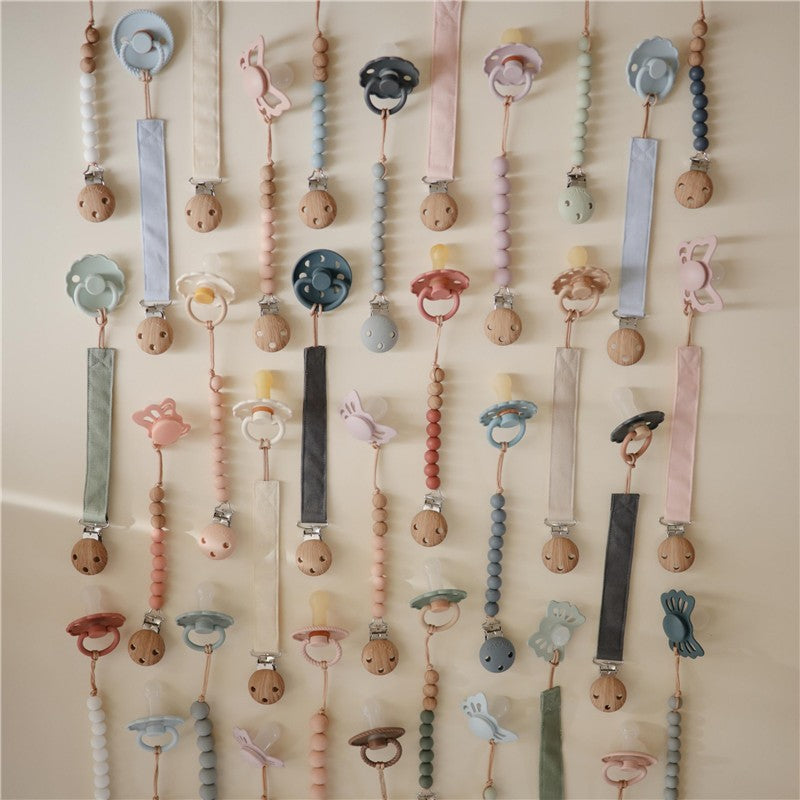 Mushie Linen Pacifier Clip 2-Pack - Blush/Cream Image 8
