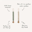Mushie Linen Pacifier Clip 2-Pack - Blush/Cream Image 9