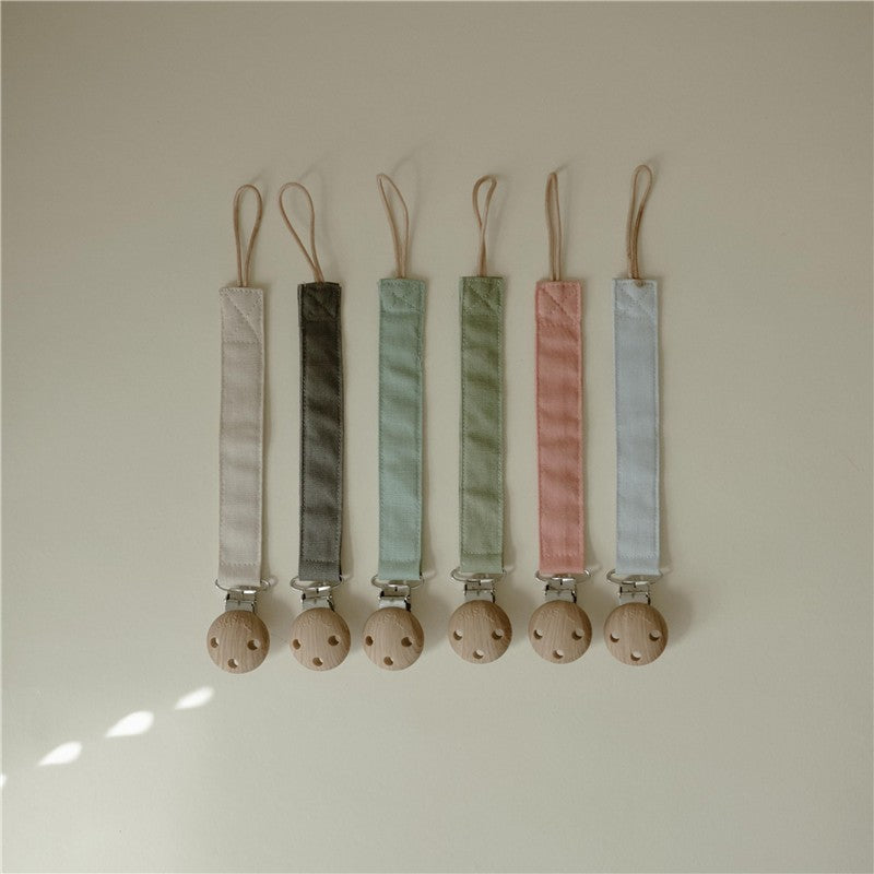 Mushie Linen Pacifier Clip 2-Pack - Powder Blue/Deep Sea Image 2