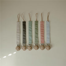 Mushie Linen Pacifier Clip 2-Pack - Powder Blue/Deep Sea Image 2