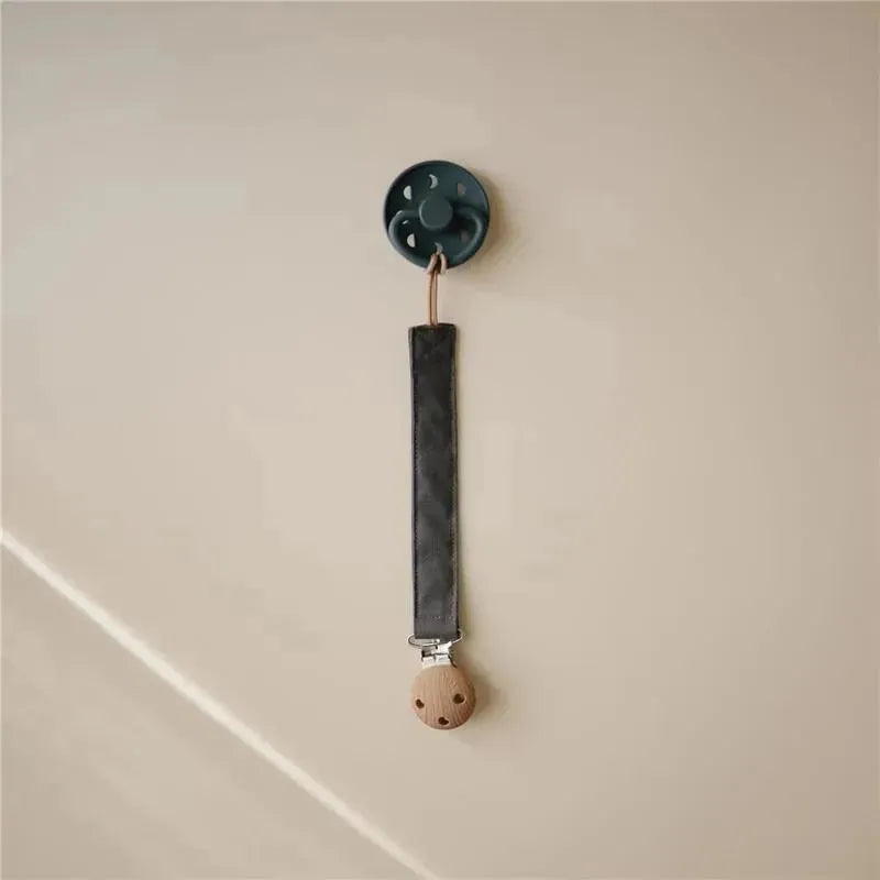 Mushie - Linen Baby Pacifier Clip Holder, Soft Fabric Strap, 2-Pack, Powder BlueDeep Sea Image 3