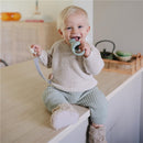 Mushie Linen Pacifier Clip 2-Pack - Powder Blue/Deep Sea Image 6