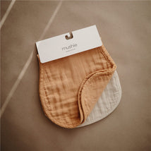 Mushie Organic Cotton Muslin Burp Cloths 2-Pack - Fall Yellow/Fog Image 2