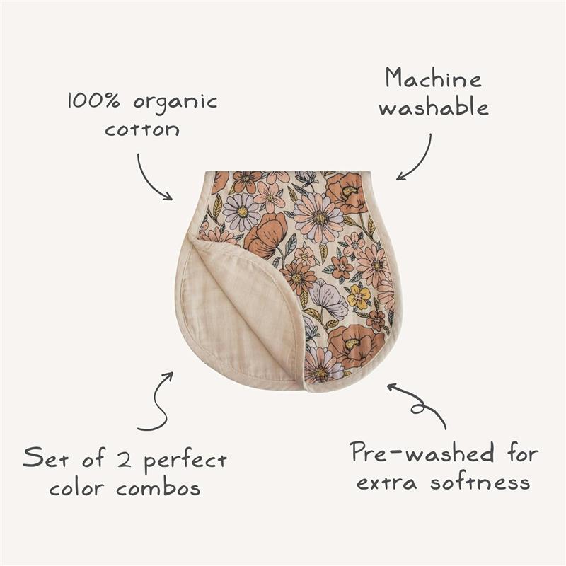 Mushie 2Pk Muslin Burp Cloth Organic Cotton, Natural/Fog Image 5