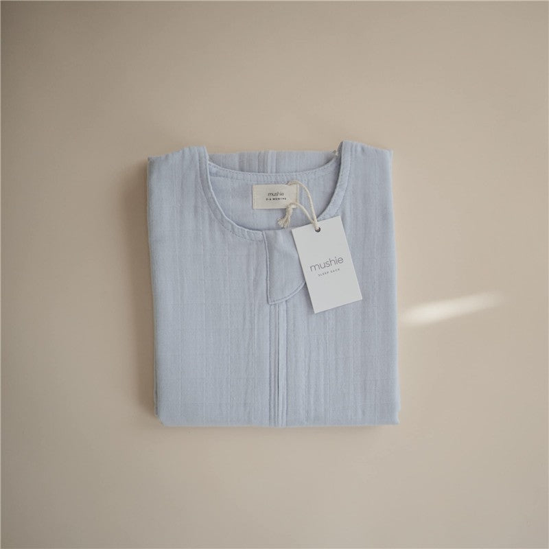 Mushie Muslin Sleep Bag - Baby Blue Image 7