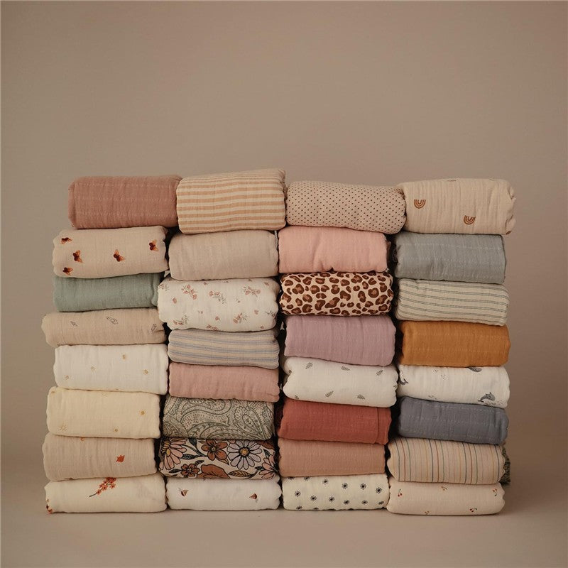 Mushie Organic Cotton Muslin Swaddle Blanket - Fall Yellow Image 9