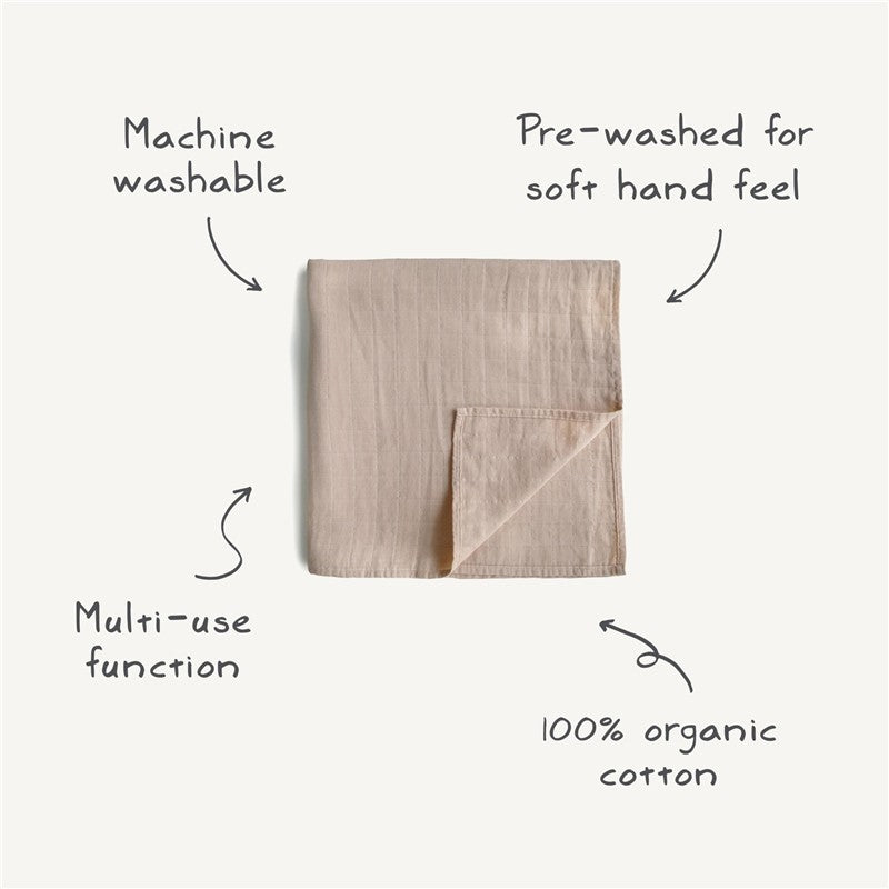 Mushie Organic Cotton Muslin Swaddle Blanket - Sage Image 8