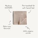 Mushie Organic Cotton Muslin Swaddle Blanket - Sage Image 8