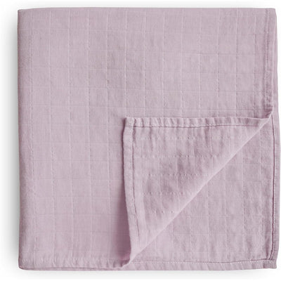Mushie Organic Cotton Muslin Swaddle Blanket - Soft Mauve Image 1