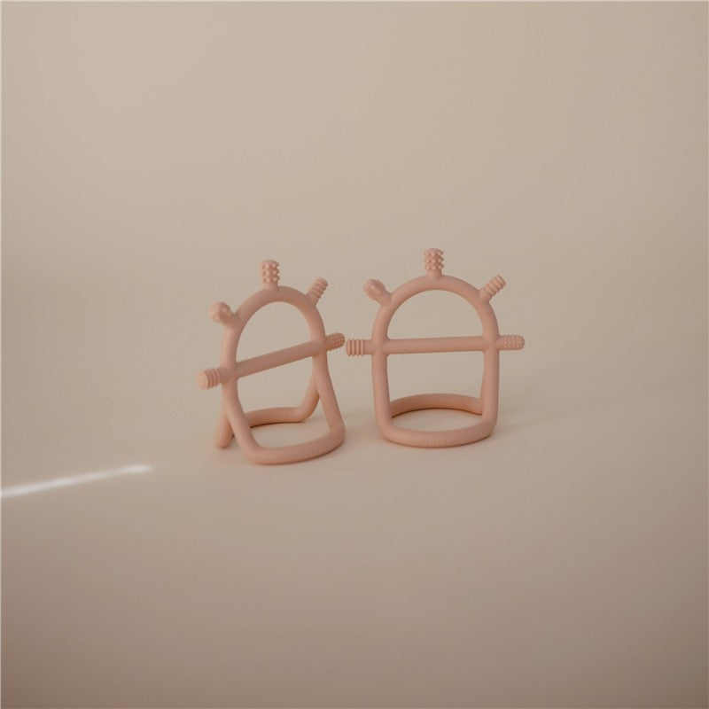 Mushie Silicone No-Drop Sensory Teether - Blush Image 3