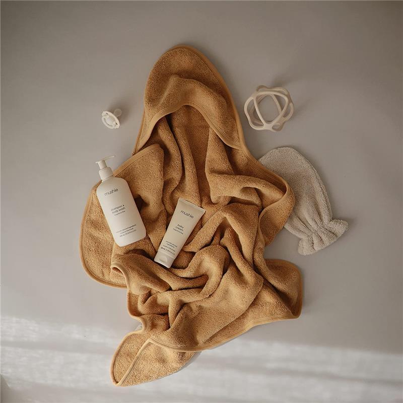 Mushie - Organic Cotton Baby Hooded Towel, Fall Yellow Image 3