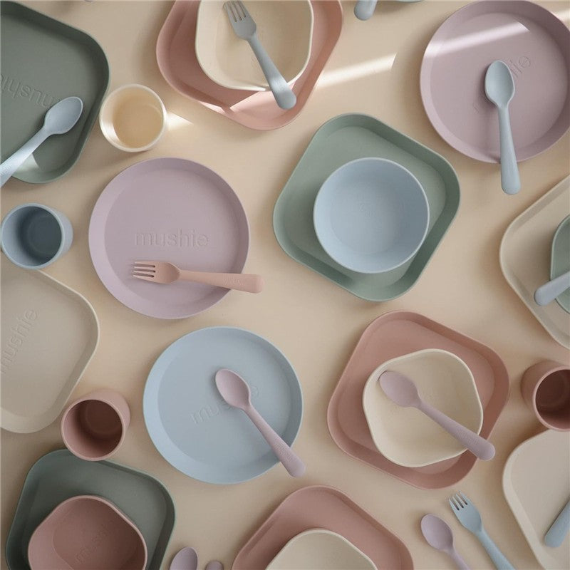 Mushie Silicone Round Bowl Dinnerware Set - Powder Blue Image 3