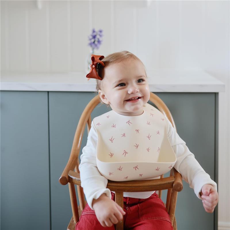 Mushie - Silicone Baby Bib, Bows Image 3