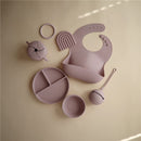 Mushie Silicone Baby Bib - Pale Mauve Image 3