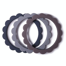 Mushie Flower Teething Bracelet 3-Pack - Steel/Dove Gray/Stone Image 2