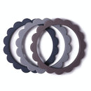 Mushie Flower Teething Bracelet 3-Pack - Steel/Dove Gray/Stone Image 2