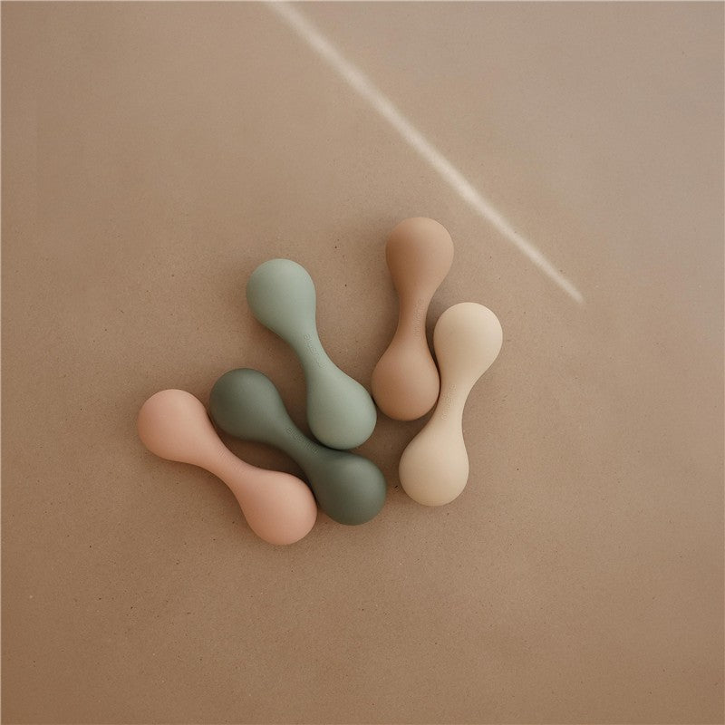 Mushie Silicone Baby Rattle Toy - Natural Image 8