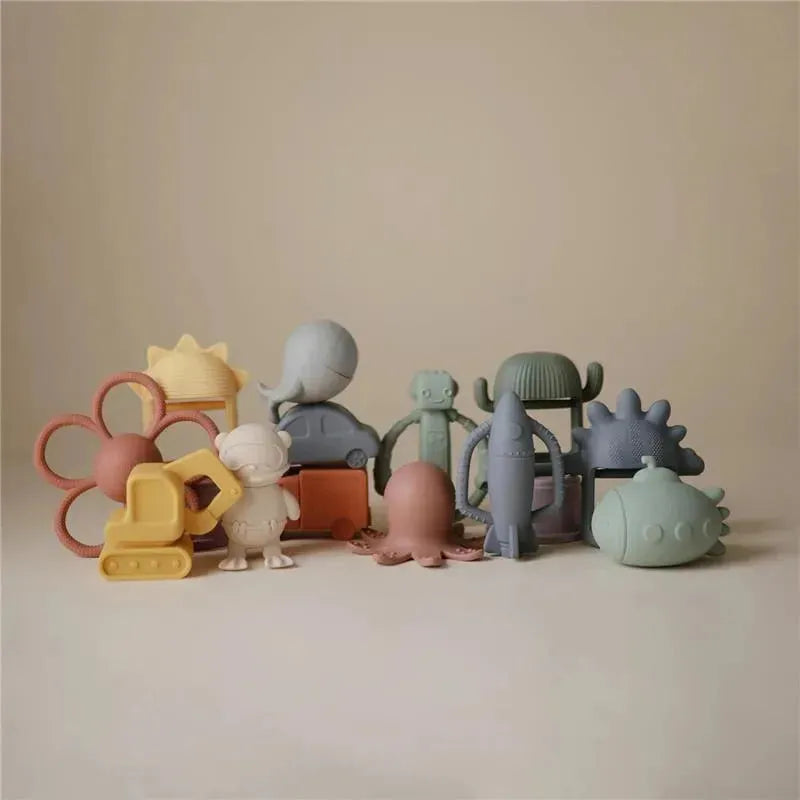 Mushie - Silicone Baby Rocket Rattle Teether Toy Image 2