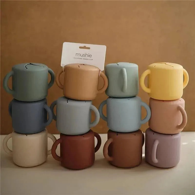 Mushie - Silicone Baby Snack Cup, Powder Blue Image 2
