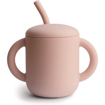 Mushie - Silicone Baby Training Cup & Straw, Blush Image 1