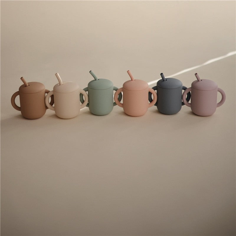 Mushie Silicone Training Cup + Straw - Blush Image 4