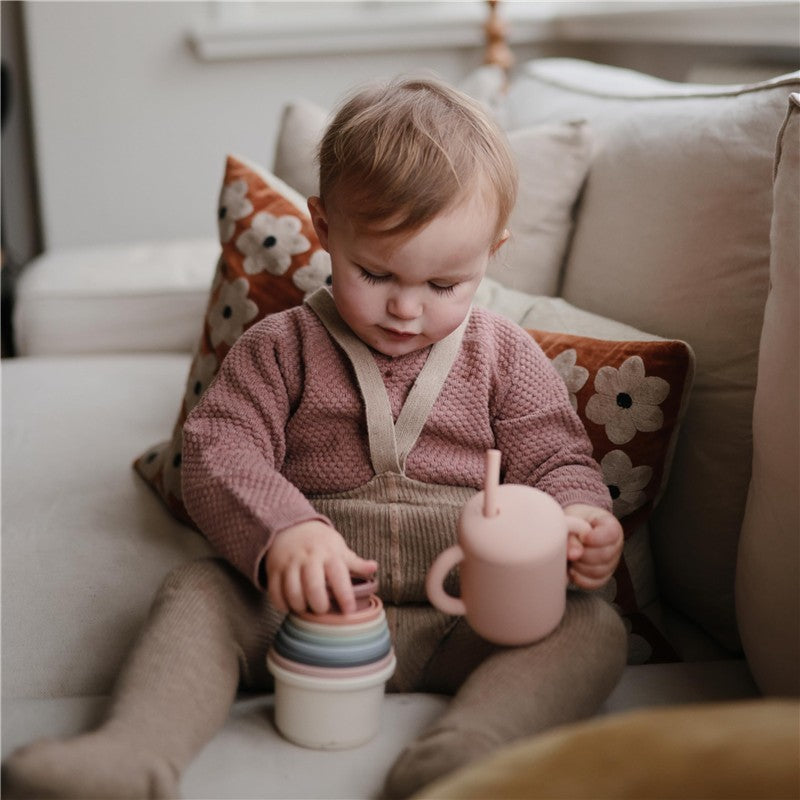 Mushie Silicone Training Cup + Straw - Blush Image 5