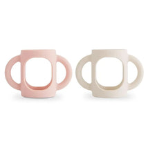 Mushie - Silicone Bottles Handles, Blush/Shifting Sand Image 1